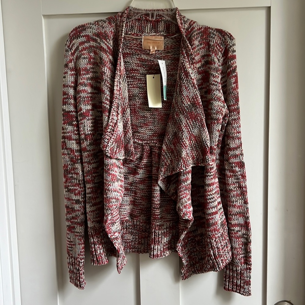 Skies Are Blue Brown, Red and Tan Sweater/Cardigan